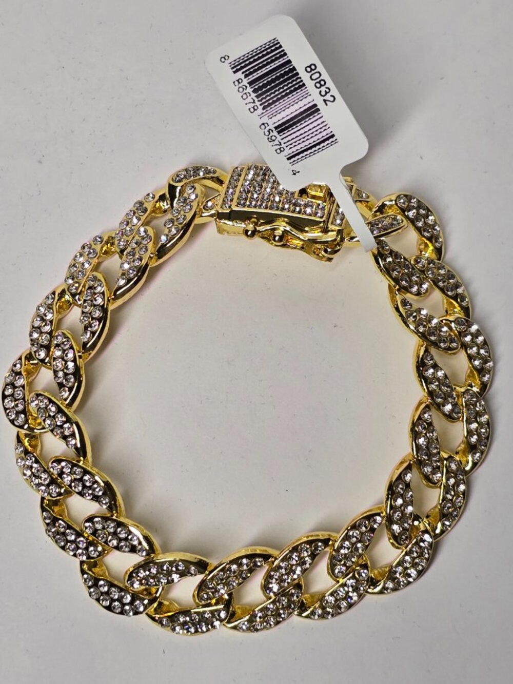 Invicta Elements Men's Iced Out Cuban Chain Bracelet, Gold (80832)